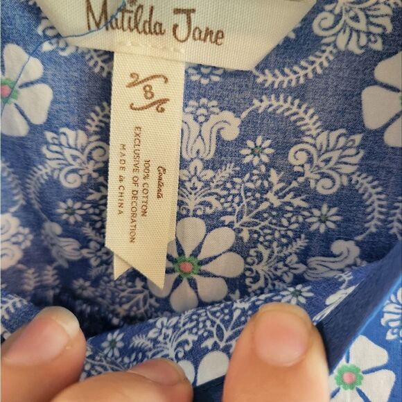 MATILDA Jane Girl's Blue Floral Top Shirt Size 8 - Picture 6 of 7